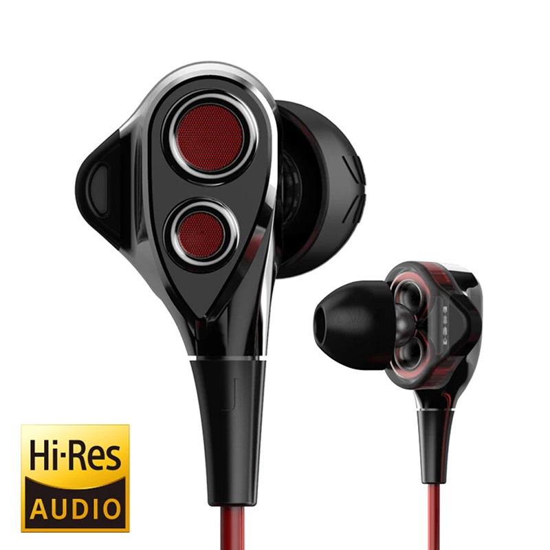UiiSii BA-T8 HiFi наушники, наушники с двойной динамической музыкой, наушники-вкладыши с шумоподавлением, проводные с микрофоном для iPhone, Xiaomi, Android