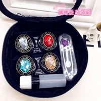 liusventina gift for girls diy alloy cute retro flower gemstone combo contact lens case bag container for color lenses