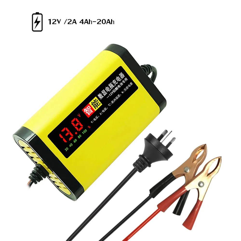 AU Plug Автомобильный Мотоциклетные батареи Зарядное устройство 12V 2A полный автомат 3 стадии AGM свинцово-кислотный гель интеллигентая(ый) ЖК-дисплей Дисплей Батарея Зарядное устройство - Цвет: AU Plug