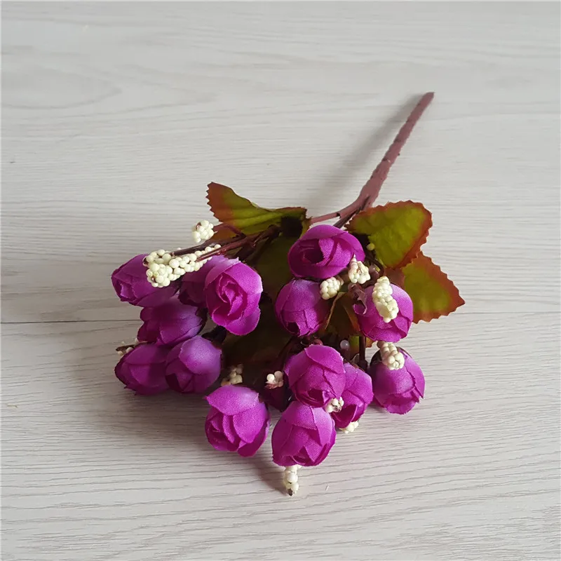 1 шт., 15 головок/букет, маленький бутон, роза, искусственный цветок, Шелковая Роза, сделай сам, для свадьбы, дома, Рождества, украшение, цветок, роза, подарок
