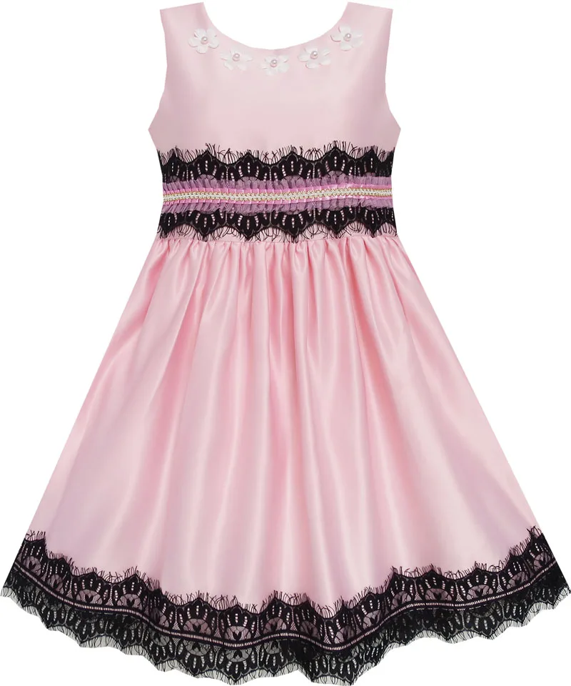 

Sunny Fashion платья для девочек новогодние костюмы Цветок Девушка Платье Атласная Кружево Отделка Утолщение Свадьба Сияющий Розовый 2020 Лето При...