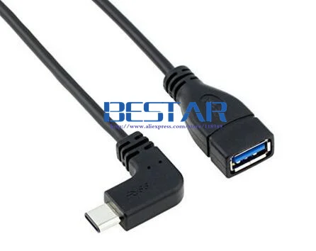 Адаптер OTG (100 шт./лот) двусторонний угол 90 градусов USB 3 1 Тип C к 0 A мама 25 см м для Mac
