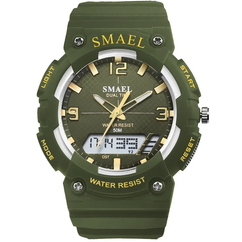 Camouflage Gold SMAEL модные брендовые Детские часы светодиодный цифровой кварцевые часы для мальчиков и девочек, студенческие многофункциональные водонепроницаемые наручные часы для детей - Цвет: Camouflage Gold