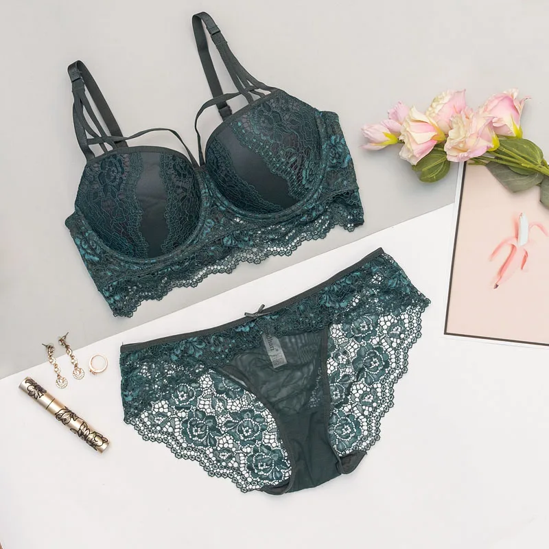 Оптовая продажа пуш ап бюстгальтер трусики нижнее белье женский кружевной набор