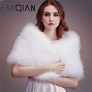 Бело-красные бежевые меховые болеры, Свадебная куртка для невесты, пальто-болеро, шали для свадебной вечеринки, страусиные перья, болеро