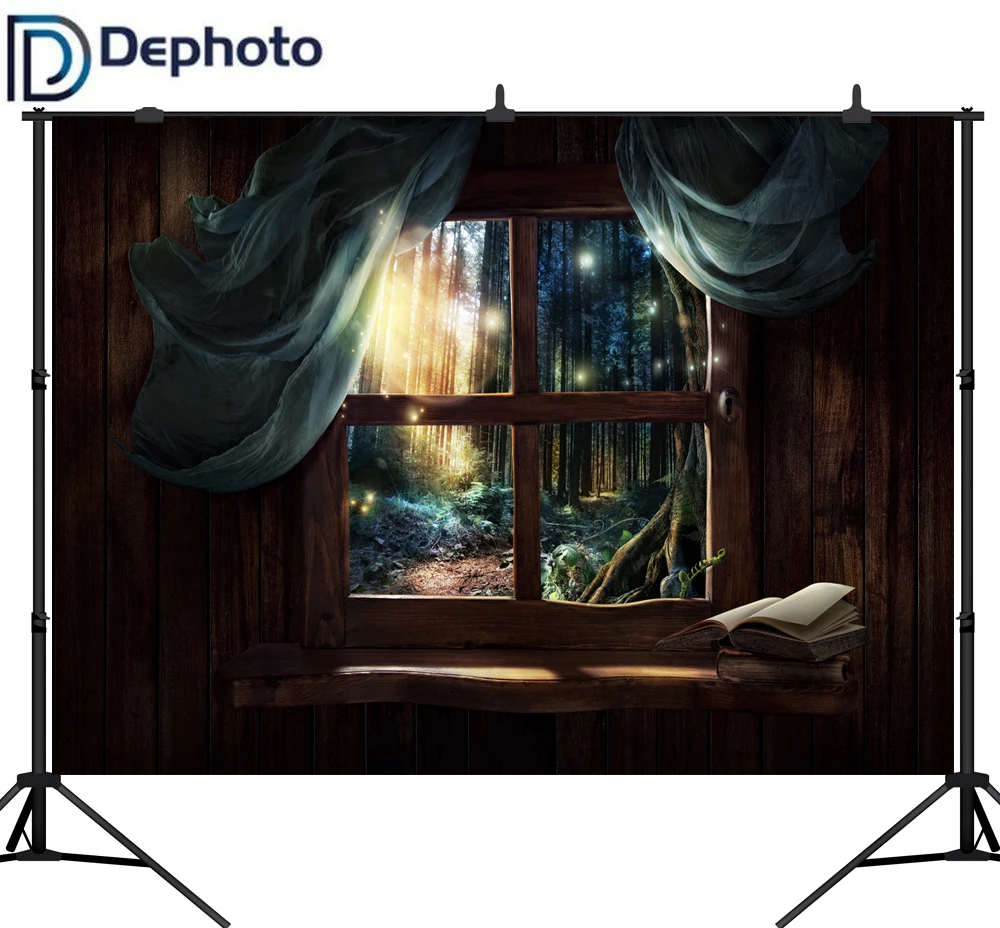 DePhoto фон для фотосъемки сказочный лес окно ребенок новорожденный Страна Чудес
