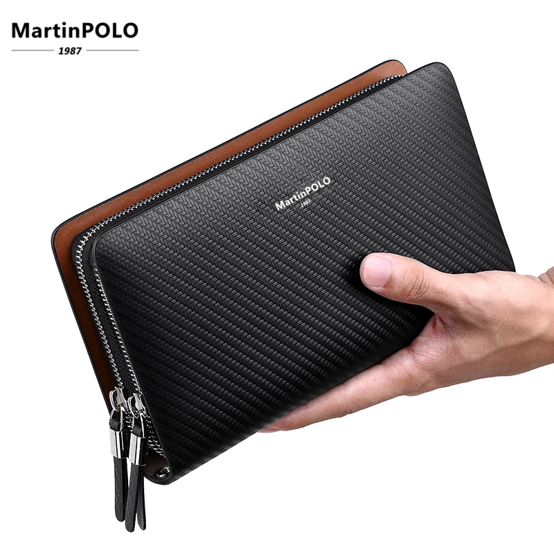 MartinPOLO Мода 2019 г. новое поступление 100% коровья кожа бизнес на молнии длинные