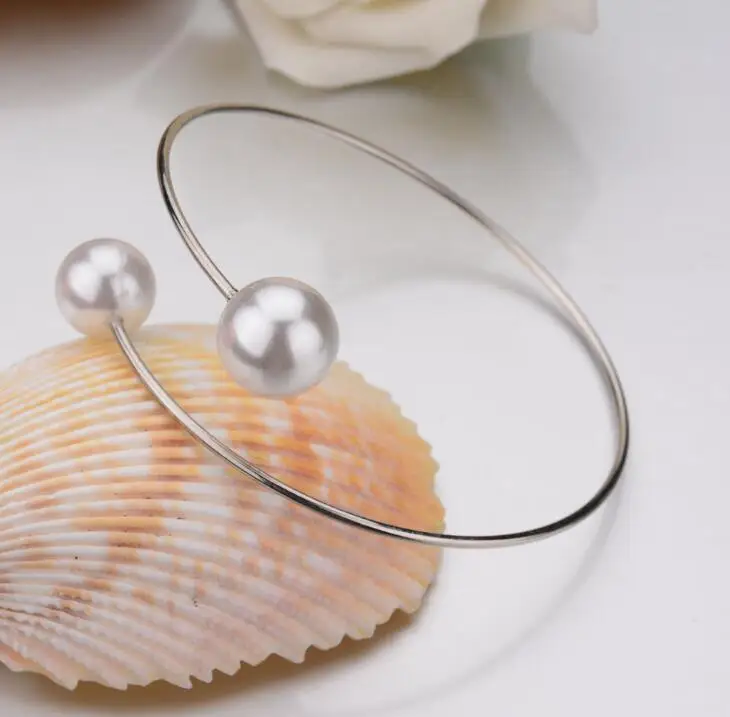 Женский браслет на запястье Простой Двойной Искусственный Жемчужный шар с