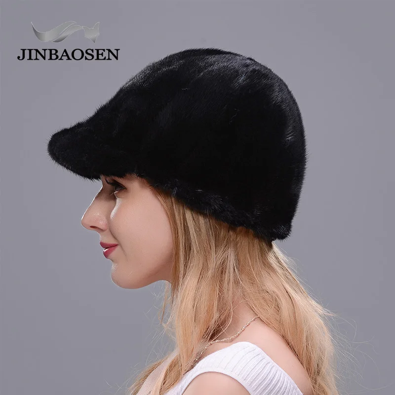 JINBAOSEN,, новинка, водная норковая шапка, шапка В рыцарском стиле с утиным язычком, зимняя меховая шапка для прогулок, шоппинга, модная шапка