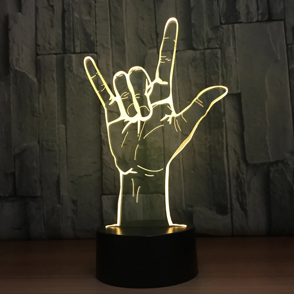 I Love You Sign Language 3D Ночник светильник светодиодный 7 цветов прикроватная лампа
