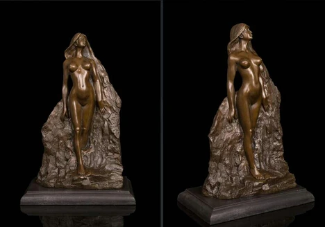 Эротическая бронзовая скульптура в стиле арт-деко Обнаженная девушка | Дом и сад