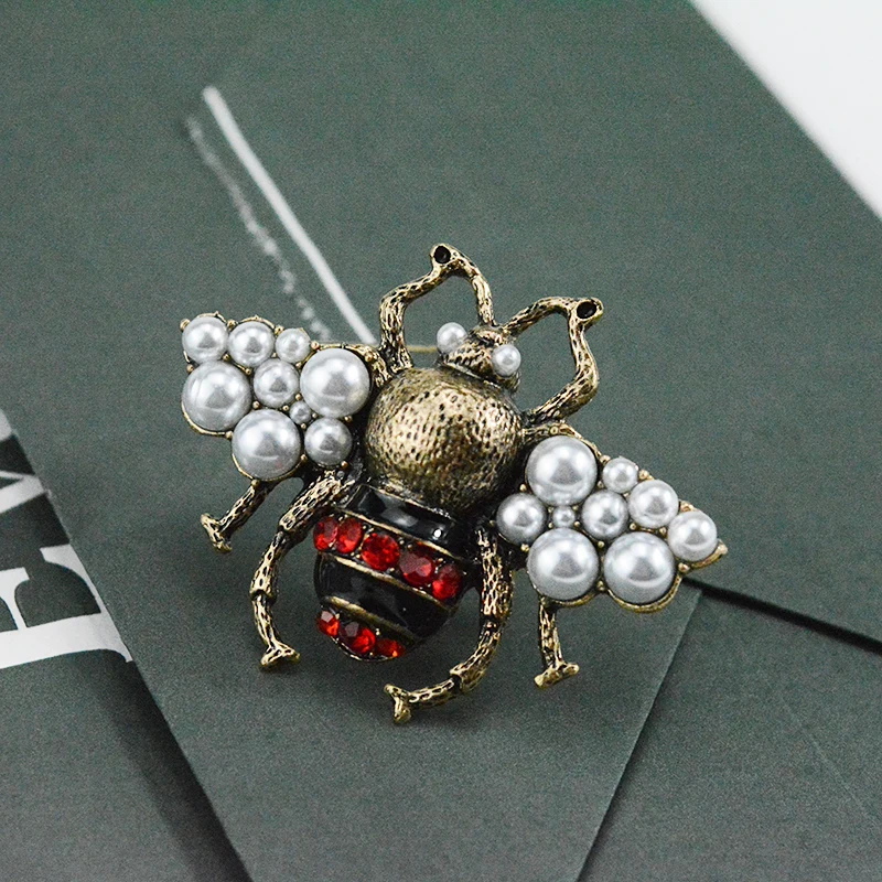Лидер продаж Винтаж Перл Эмаль контактный Би ошибка брошь античный украшения для