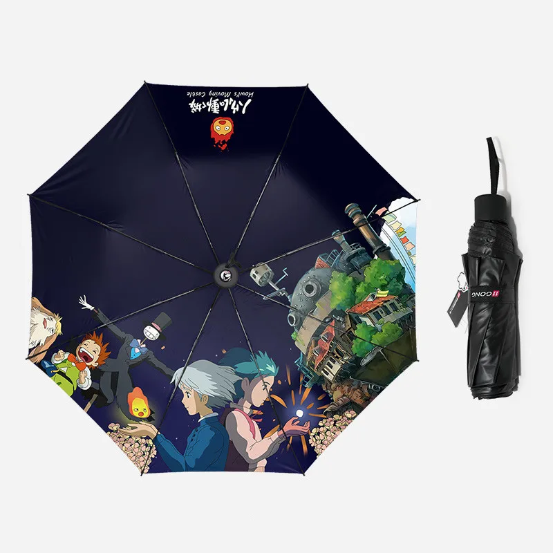 Style 2 Аниме Howl's Moving замок зонтик трехскладной ходьба по небу зонтик мультфильм Ветрозащитный складной зонт от дождя и солнца - Цвет: Style 2