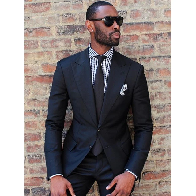 2019 Black Fashion Men's Slim Fit Business Suit Men Fashion 2 Pieces Custom Made Suits Groom Best Wedding Suits