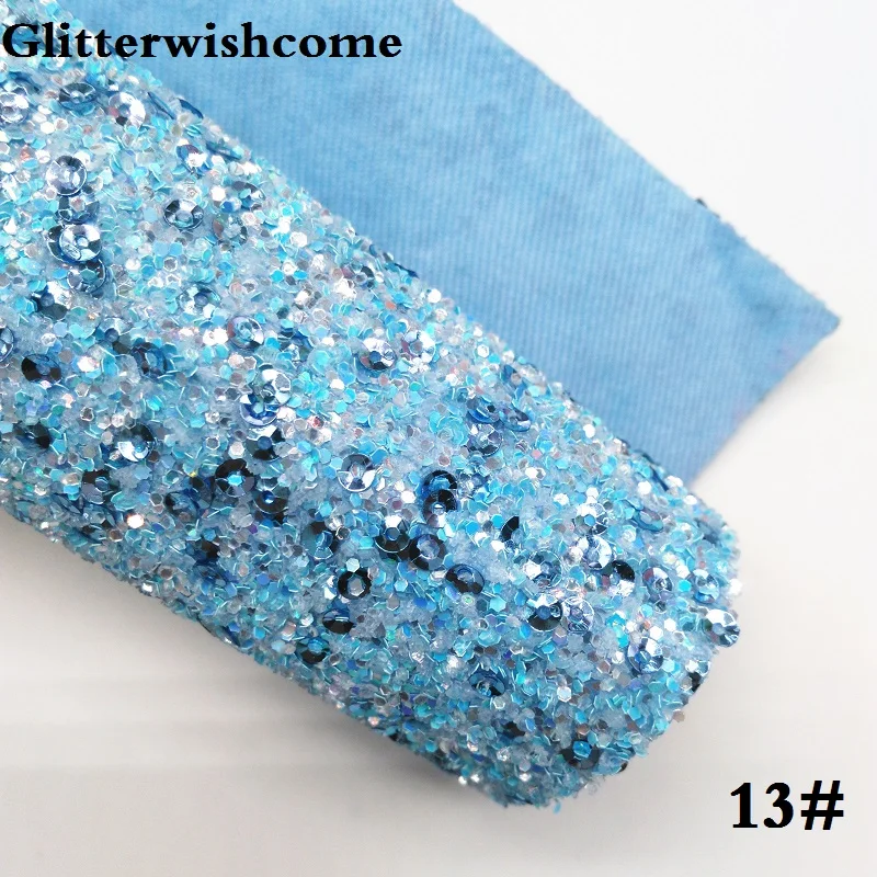 13 Glitterwishcome 21X29 см A4 Размеры синтетическая кожа, с эффектом блестящей кожи с блестками, блестящие виниловые обои для банты, GM031A - Цвет: 13