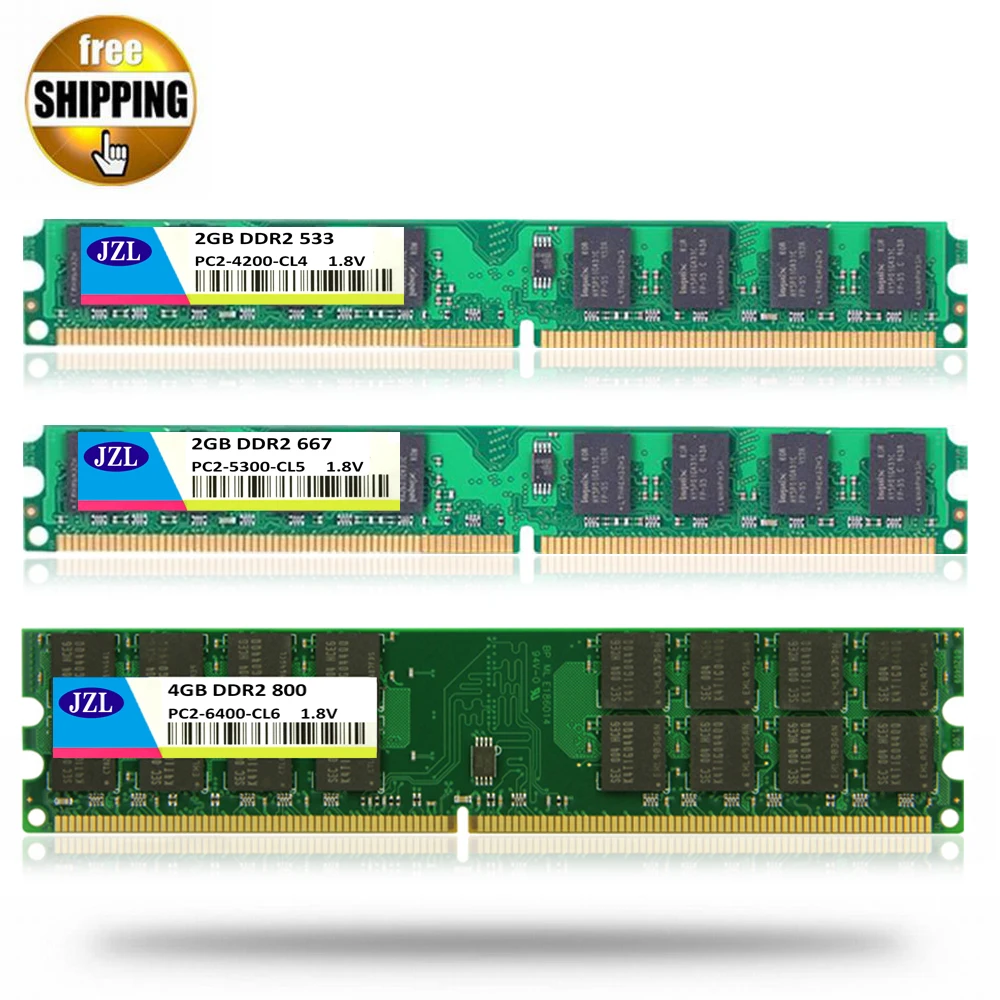 JZL LONG-DIMM PC2-6400 DDR2 800MHz DDR 2 800 667 533 MHz 2GB 4GB 240 PIN Non-ECC Desktop PC Computer DIMM Memory RAM For AMD CPU