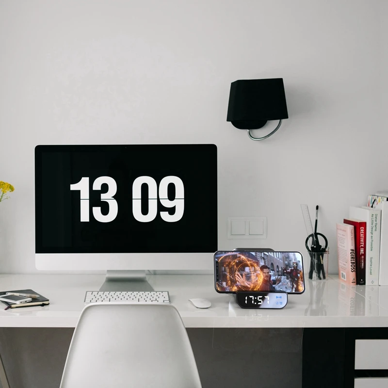 Беспроводной Bluetooth динамик Будильник Зарядка мобильного питания часы 4 в 1 с