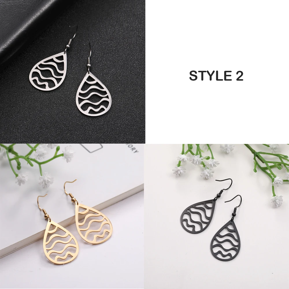 Женские ажурные серьги капельки My Shape из нержавеющей стали с черными золотистыми