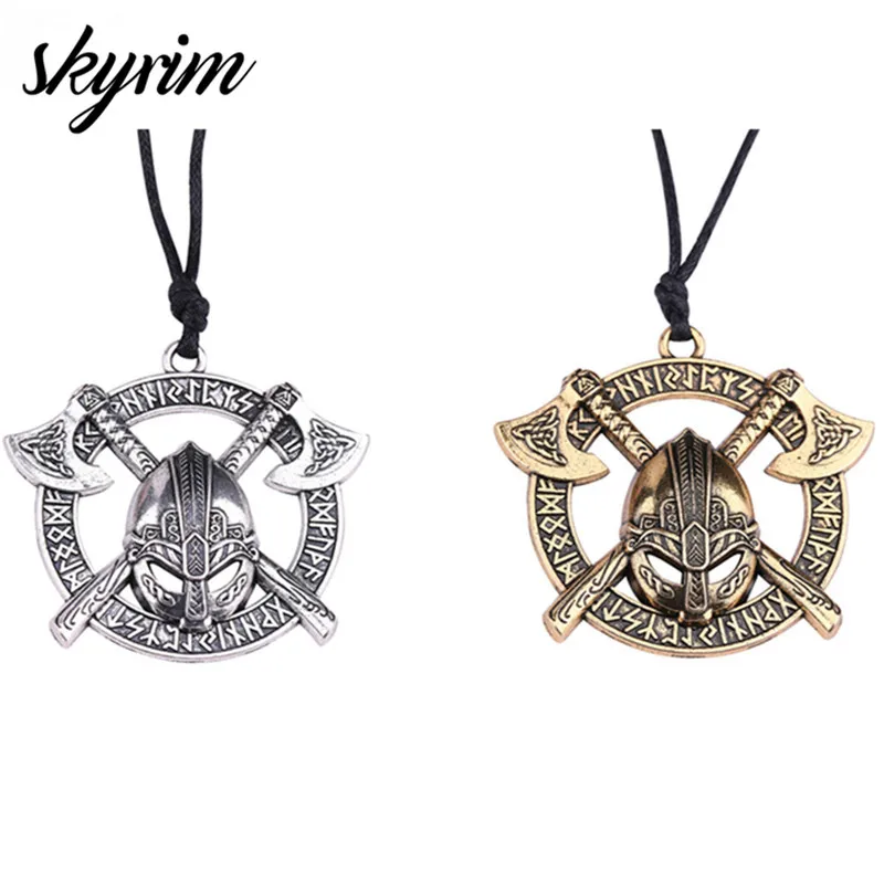 Skyrim норвежские Викинги футark Руна сигил торский молот и Ворон Одина ожерелье с