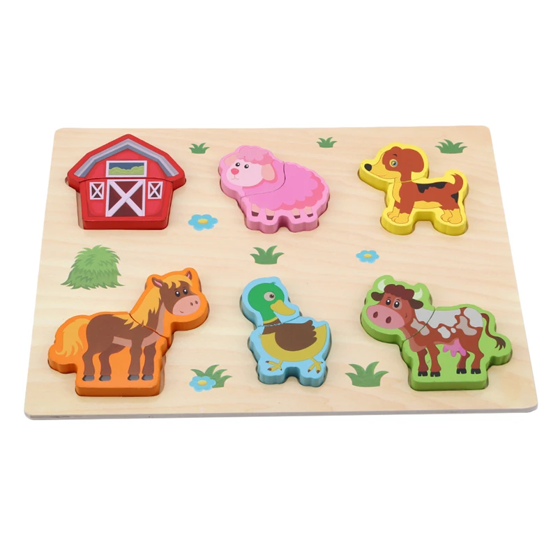 

Baby Puzzle 3D Wooden Toys For Children Cartoon Animal Fruit Matching Board Learning Education Jigsaw Puzzle Games Popular Toys