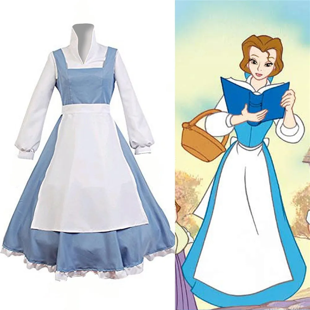 Платье для девочек в стиле аниме Beauty and the Beast Belle синее платье косплея|Костюмы