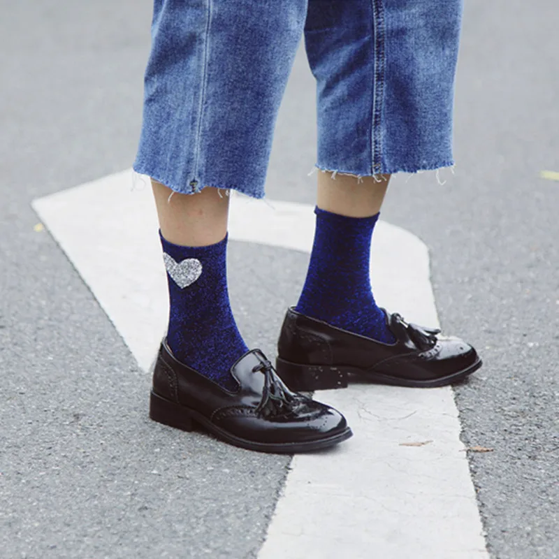 Носки женские Осенние со стразами и сердечком|socks women|heart sockssocks teen |