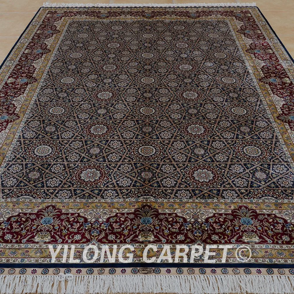 Yilong 6 56 'x 9 84' Hereke шелковый ковер темно зеленый Элегантный турецкий Шелковый с