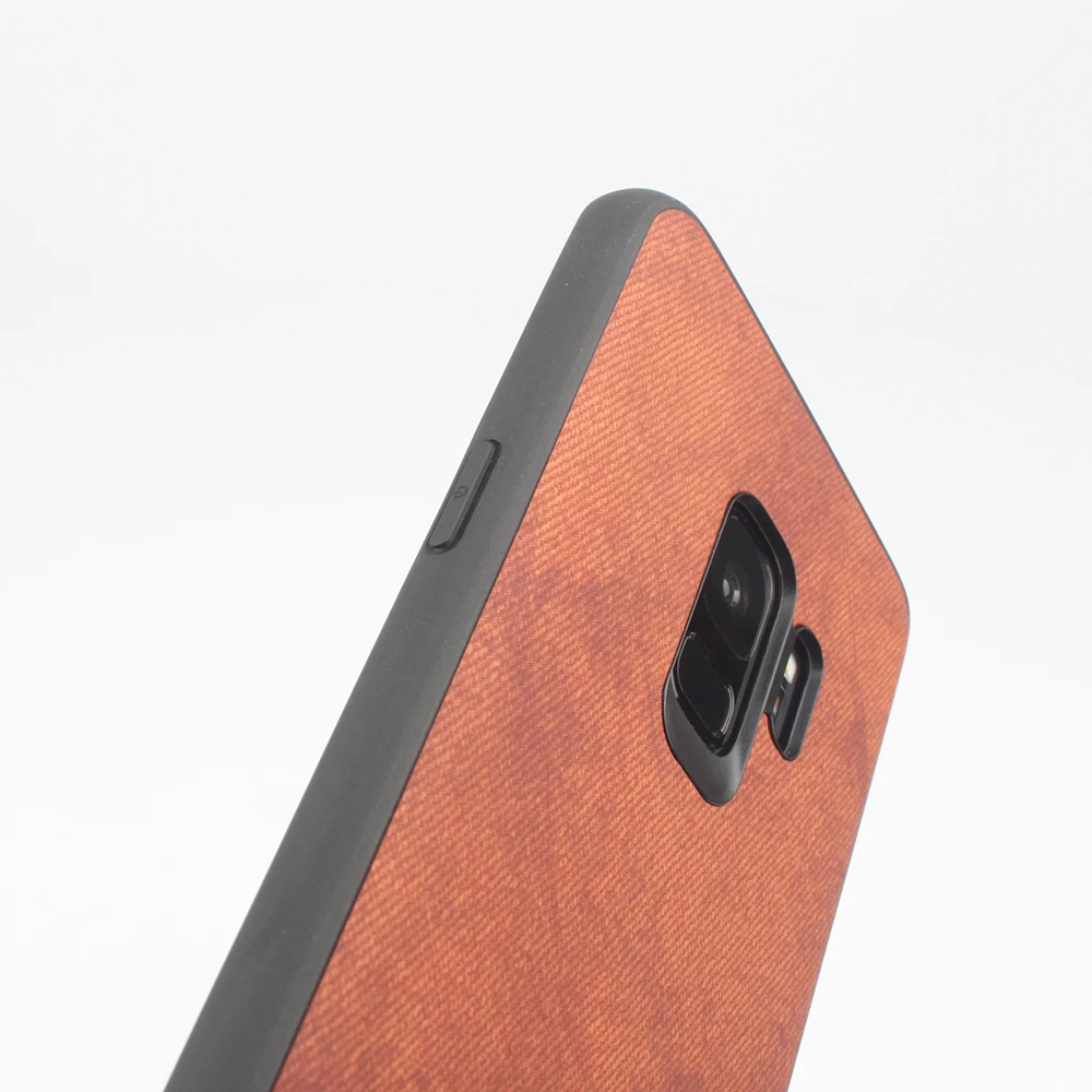Модный простой кожаный чехол для samsung Galaxy S9 с закругленными краями + джинсовые