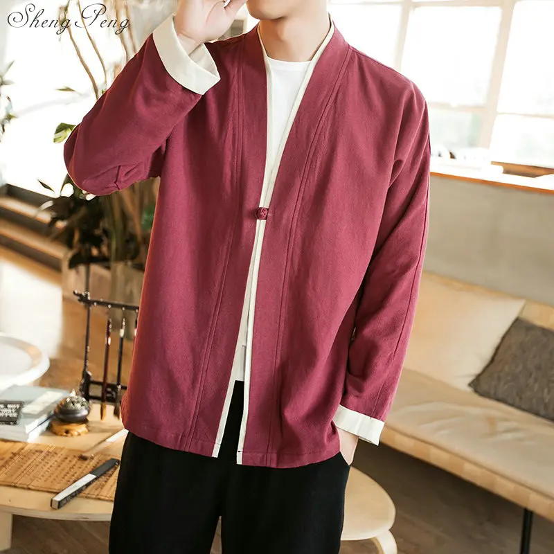 Кимоно Q687 мужское черное в японском стиле кардиган костюм самурая юката хаори