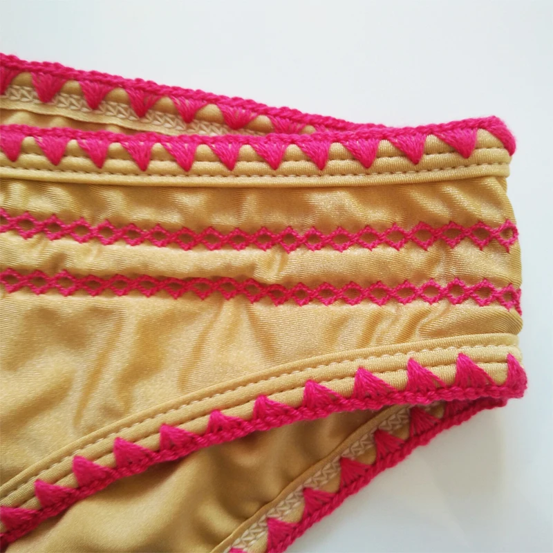 

New Sexy Solid Color Bikini Women Swimsuit Crochet Bathing Suit S-XL Girl Bordered Patchwork Swimwear Handmade Micro Bikini Set