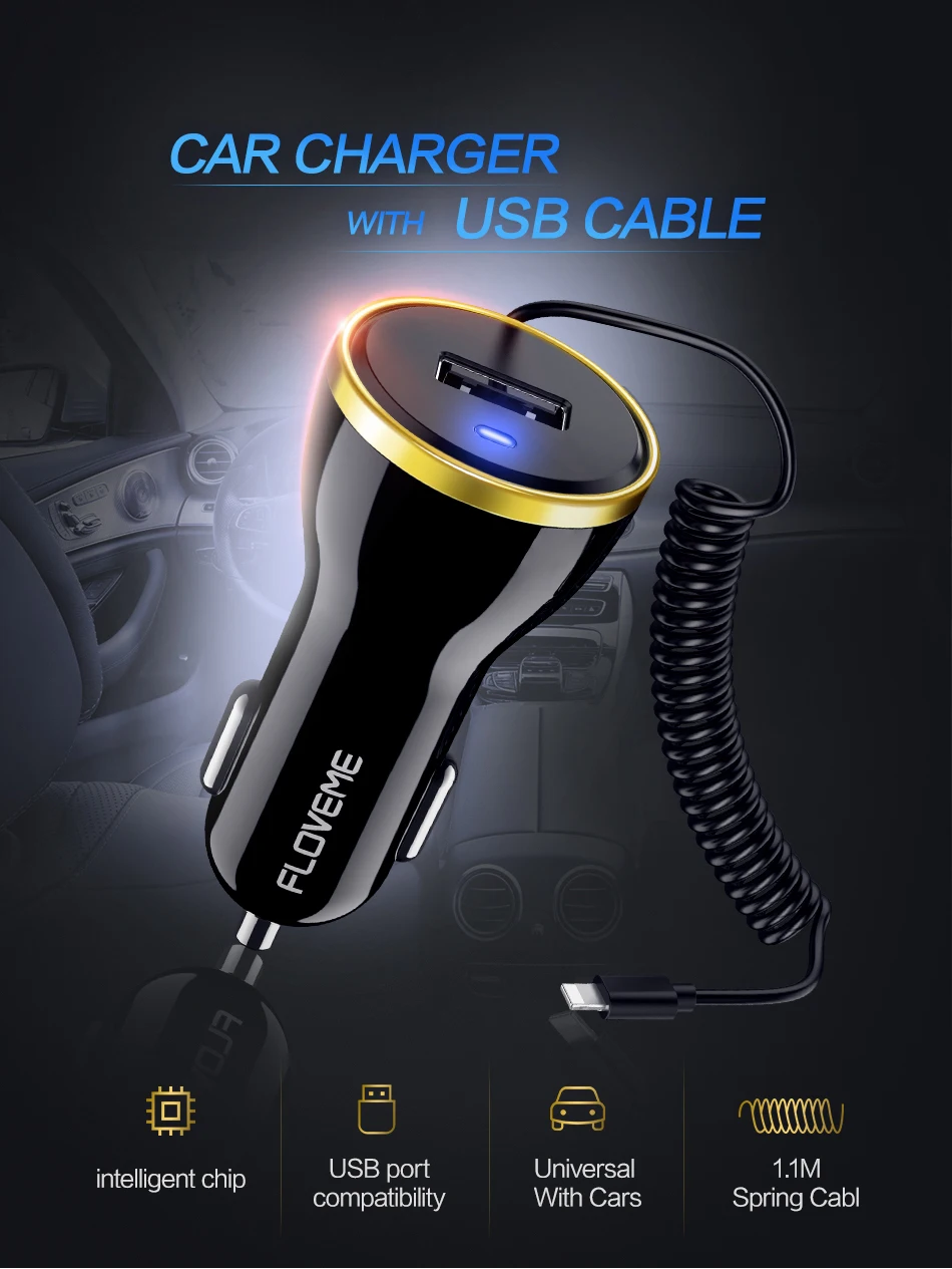 FLOVEME 2 типа автомобильное зарядное устройство для телефона мини USB Автомобильное зарядное устройство для iPhone X samsung Note 9 USB зарядное устройство адаптер для мобильного телефона в автомобиле
