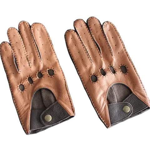 Мужские локомотивные перчатки Goatskin, Классические светло-коричневые темно-коричневые мотоциклетные велосипедные перчатки в стиле водителя TB15