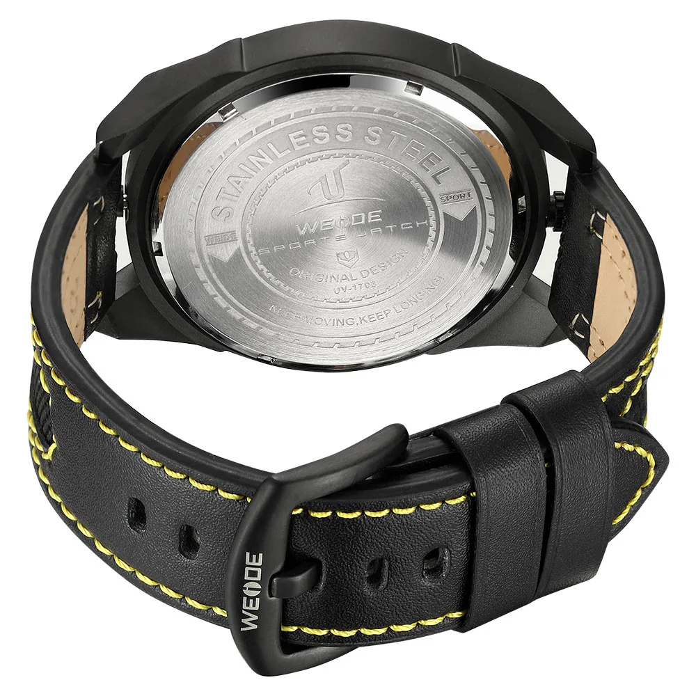 WEIDE оригинальные мужские s часы брендовые роскошные кожаные кварцевые спортивные