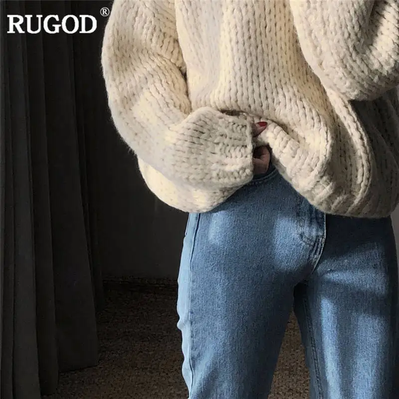 Женский Однотонный свитер RUGOD повседневный трикотажный пуловер большого размера