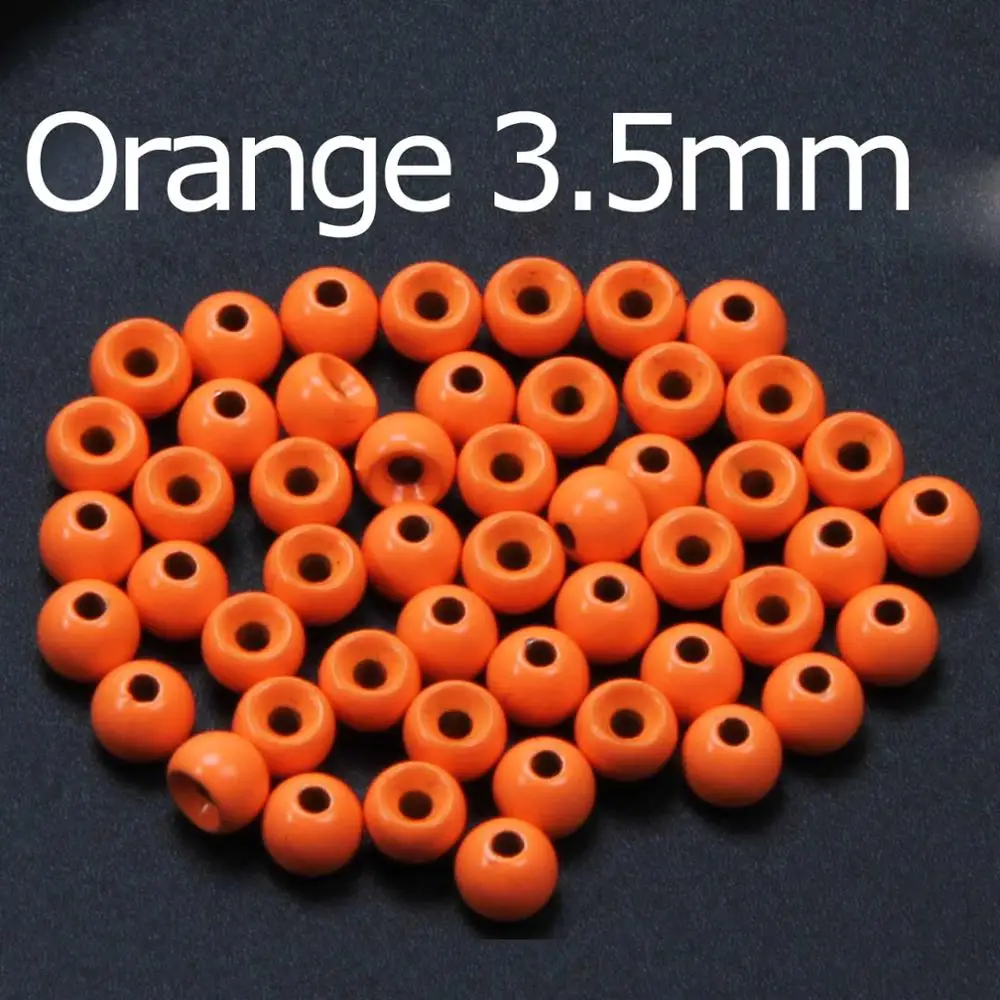 3.5O Angler Dream 100 шт 2,0-4,65 мм оранжевый/желтый/розовый мухобойка вольфрамовые Бусины круглые Нимфа голова мяч мухобойка материал - Цвет: 3.5O