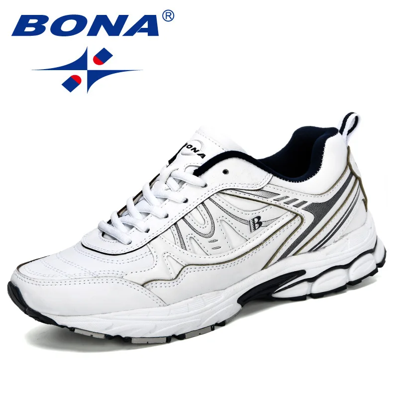White deep blue BONA/Новинка года; классические мужские кроссовки для бега; уличная спортивная обувь; Zapatos; легкие удобные спортивные мужские кроссовки; трендовые - Цвет: White deep blue
