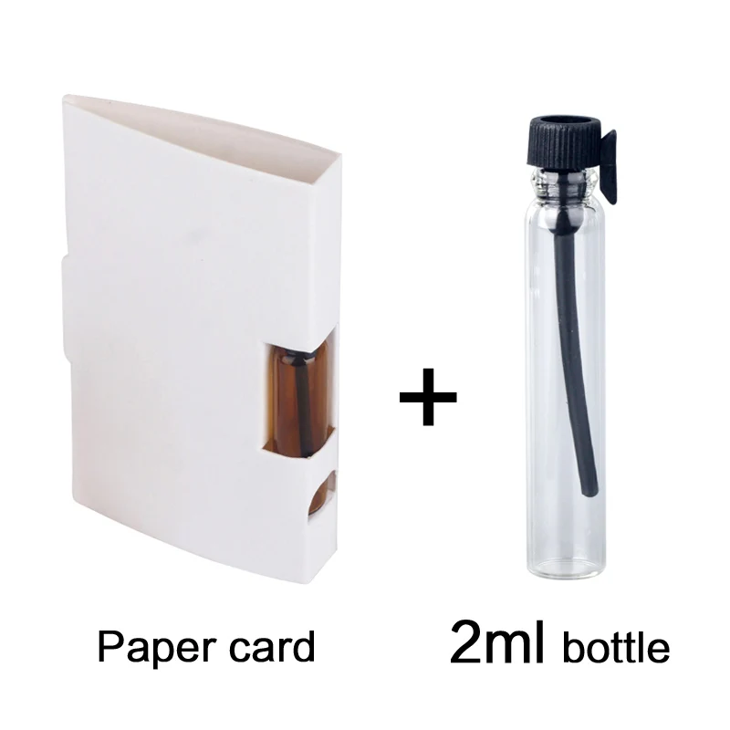 White card 2ml black 100 шт./лот 1 мл 2 мл флакон для духов бумажная упаковка для карт многоразовая парфюмерная бутылка флакон-капельница коричневая ароматическая пробирка - Цвет: White card 2ml black