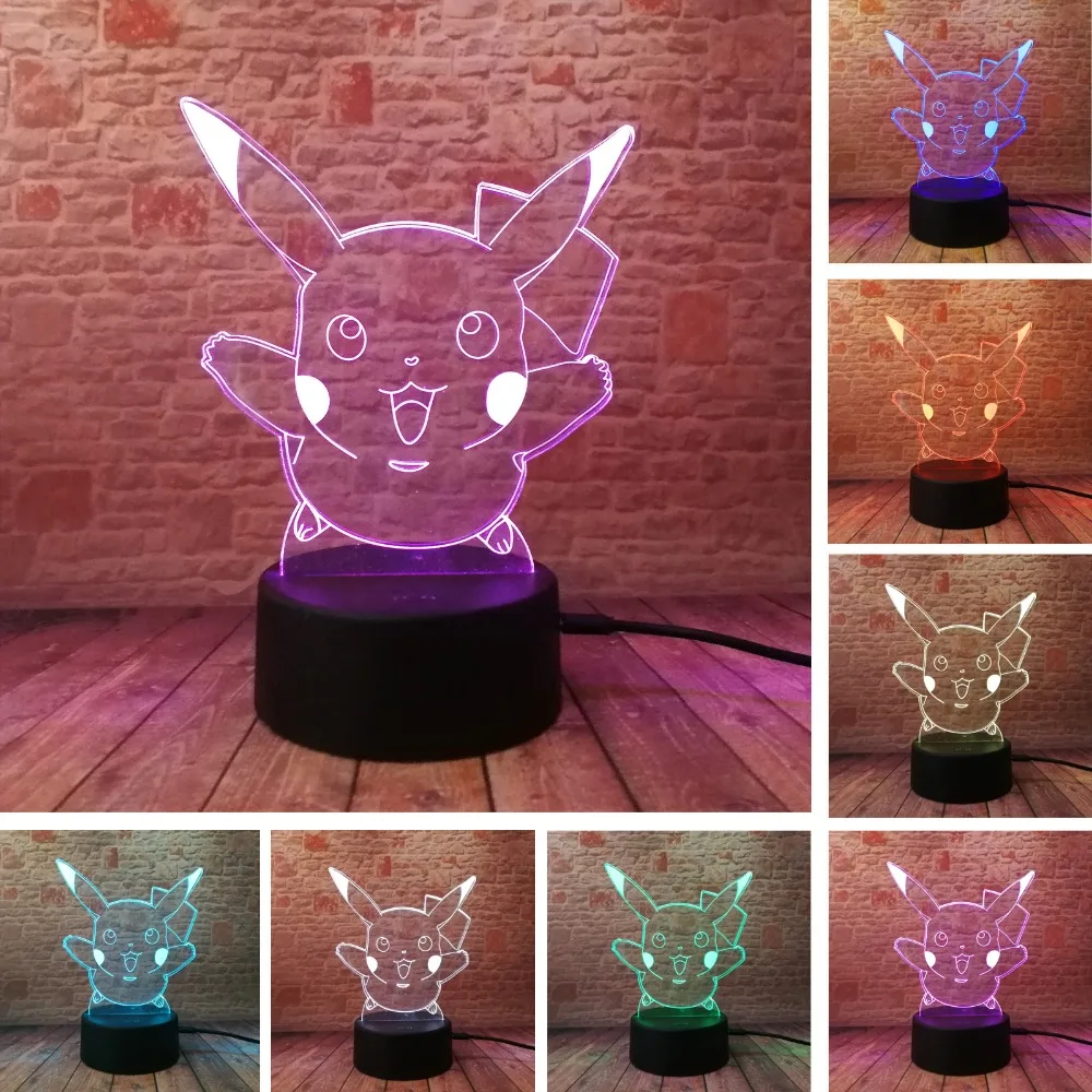 Популярная Рождественская Светодиодная лампа Pokemons Go с Пикачу 7 видов цветов авто