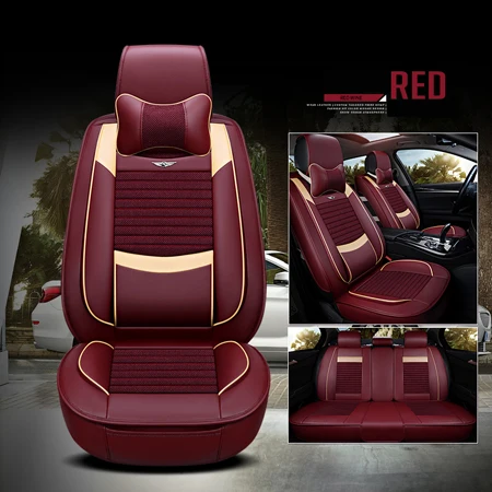 Red Luxury Подушка для автомобильного сиденья для fiat punto fiat 500 Stilo, Panda сопротивление pu кожа передние и задние полностью автомобильные чехлы для сидений четыре сезона - Название цвета: Red Luxury