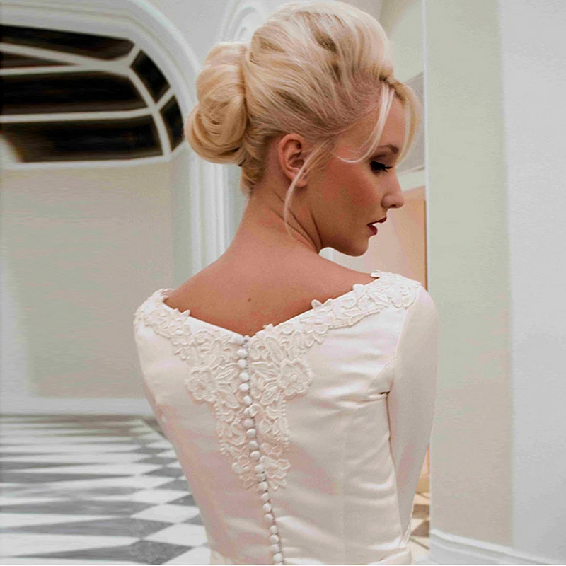 Vestido de noiva robe mariage Bateau с вырезом лодочкой свадебные платья длинным рукавом 2015