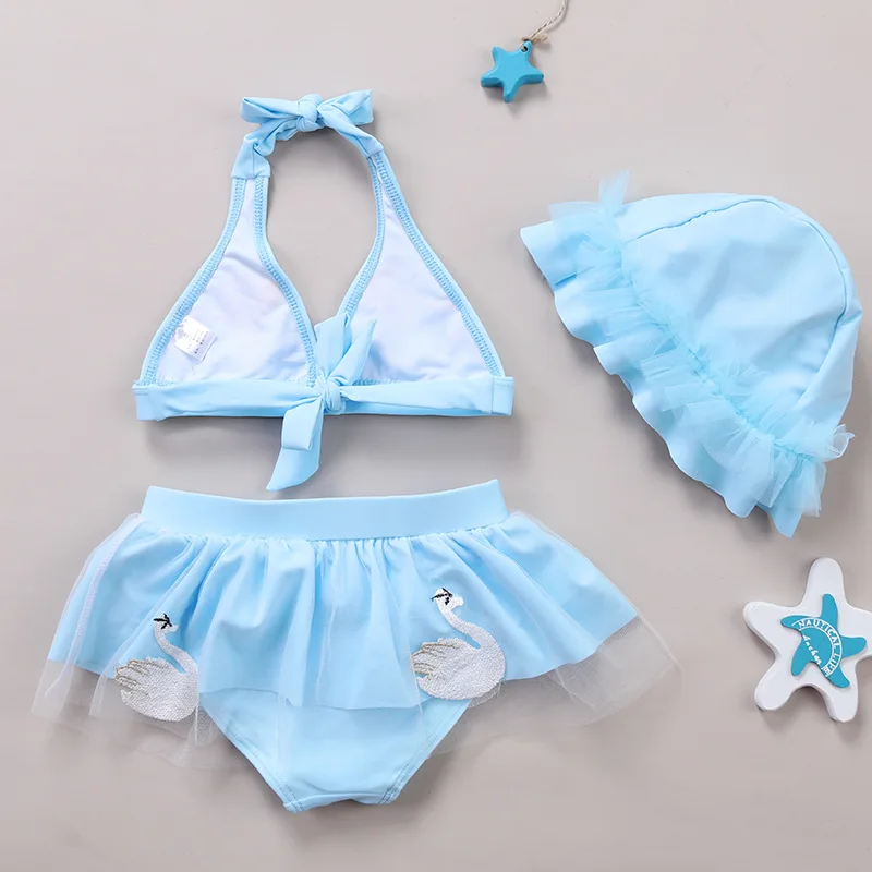 Для девочек пляжное Плавание костюм дети из двух частей ванный комплект Высокая