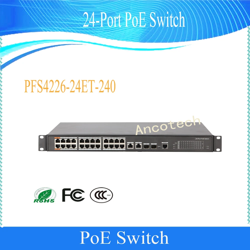 

DAHUA 24-port 100 Mbps + 2-port Gigabit Managed PoE Switch DH-PFS4226-24ET-240