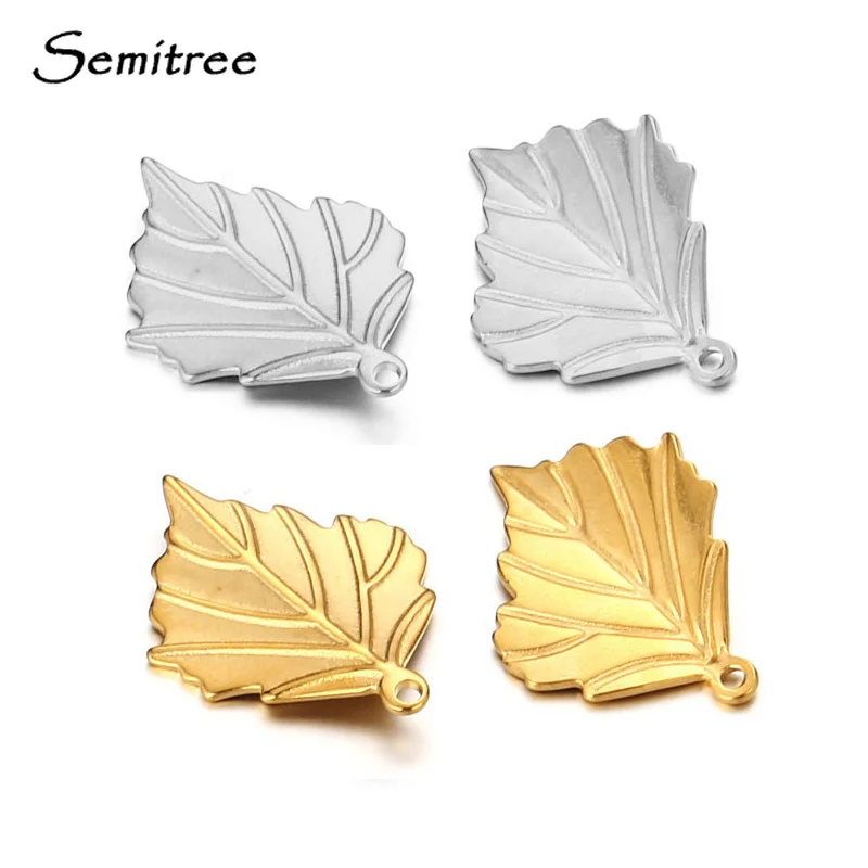 Semitree 5 шт. подвески в виде листьев из нержавеющей стали ожерелье золотого листа