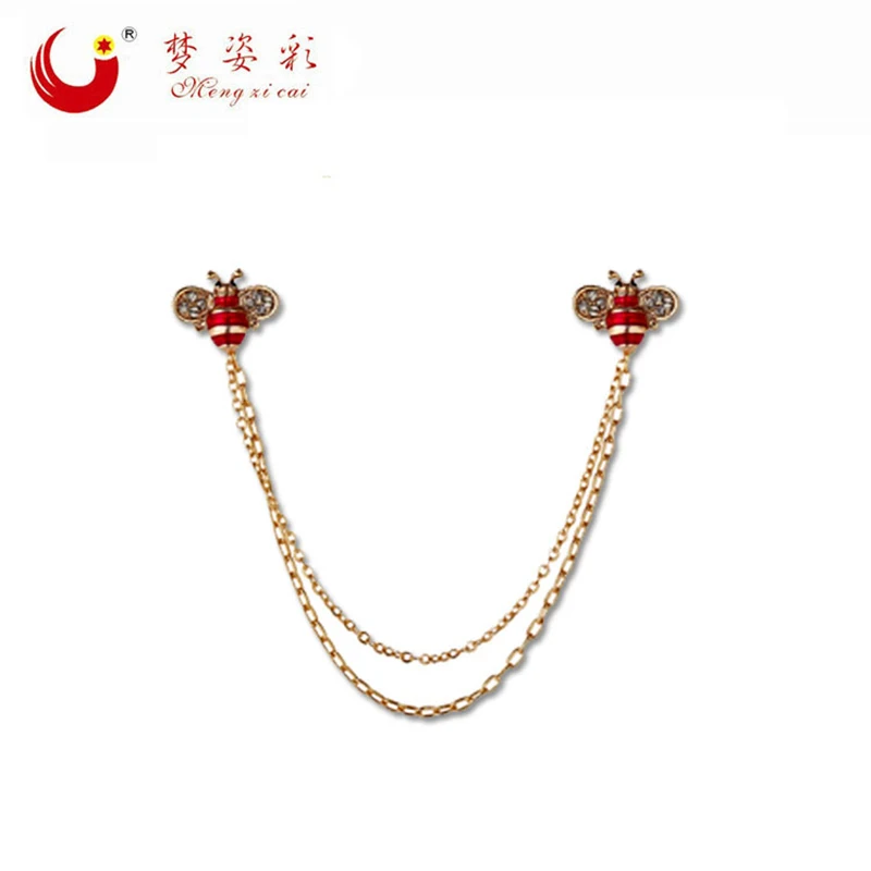 Женская Золотая эмалированная брошь в виде пчелы с кристаллами | Украшения и