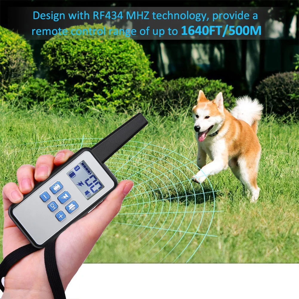 500m Electric Dog Training Collars Pet Remote Control Waterproof Rechargeable with LCD Display for All Size Bark-stop | Дом и сад
