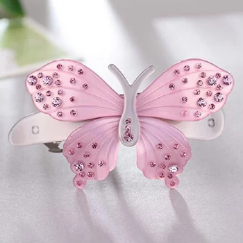 dark pink Hairpins Заколки-бабочки для женщин, акриловые стразы, заколки для волос, аксессуары для волос, заколки-бабочки, украшения для волос - Окраска металла: dark pink Hairpins