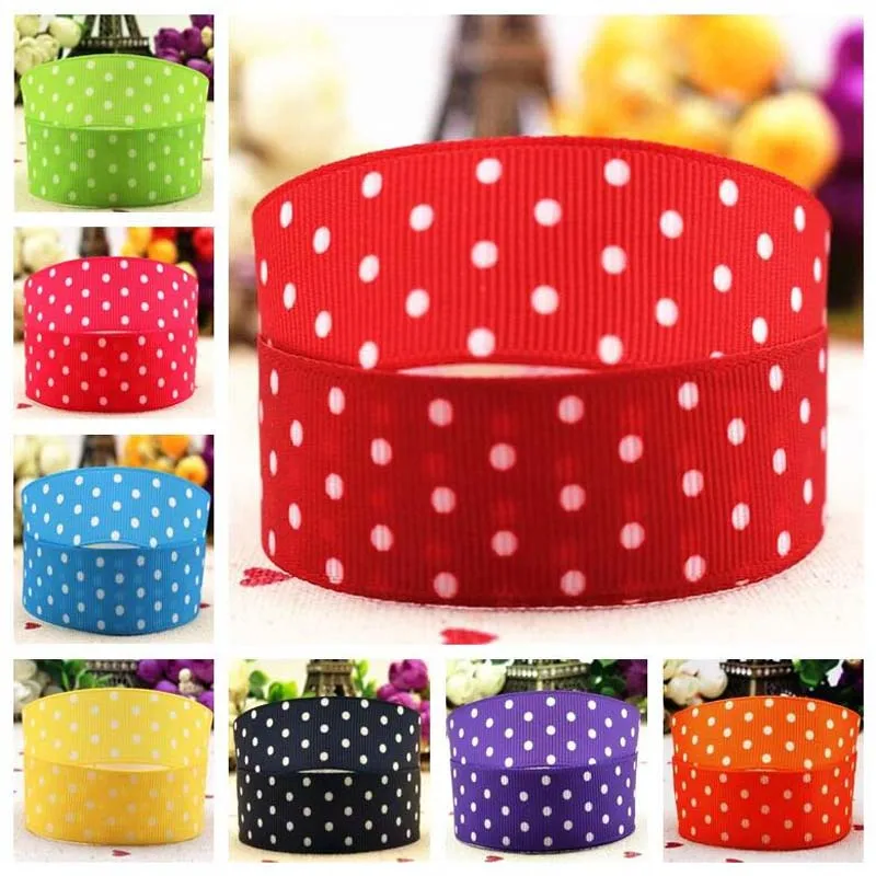 Бесплатная доставка 22 мм разноцветная однотонная мультяшная лента в горошек 10