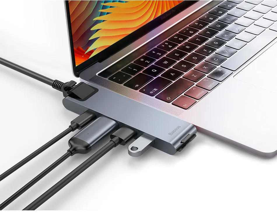 Baseus USB C концентратор к HDMI RJ45 USB 3,0 для MacBook Pro PC Аксессуары Тип C концентратор для huawei P20 mate 20 Pro samsung S8 S9 usb-концентратор компьютерные аксессуары переходник usb type c
