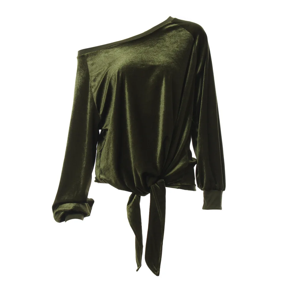 Autumn Winter Women Tops Off The Shoulder Long Sleeve New Fashion Coral Fleece Velvet Sweatshirts AB279 | Женская одежда