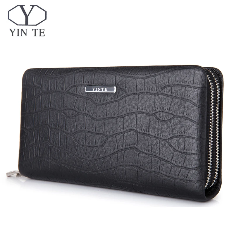 YINTE Casual Men Wallets Long Zipper Male Wallet Soft Leather Wallet Men Purses Wallet Male Clutch Handy Bag Portfolio T925-3